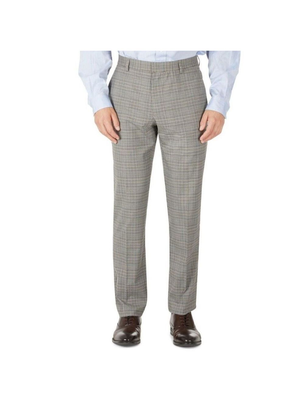 Tommy Hilfiger Men’s THFlex Plaid Checkered Black White Trousers Dress Pants